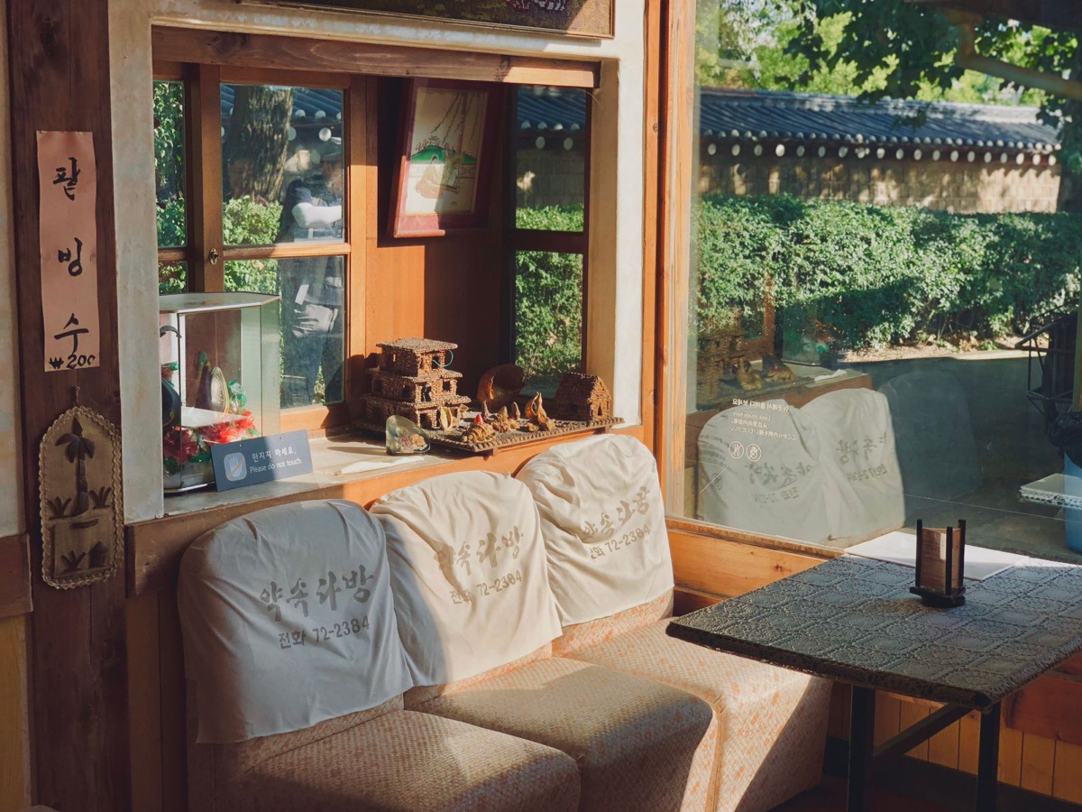 Warm neighbourhood café interior