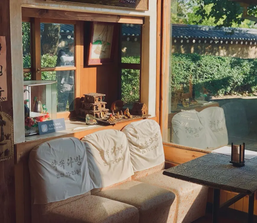 Warm neighbourhood café interior