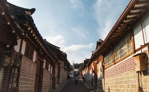Hanok village lane in clear light